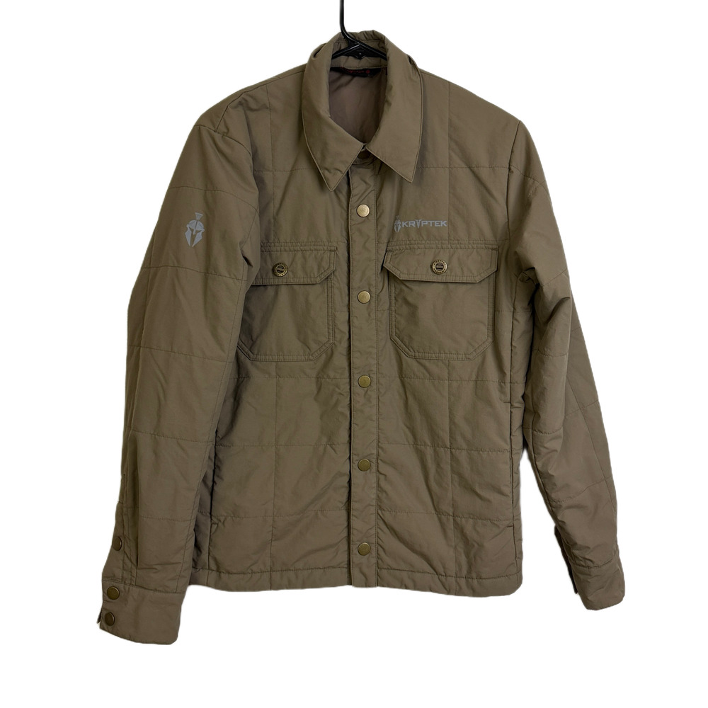 Kryptek Bushcraft Quilted Jacket Mens Olive Tan Outdoors Snap Pockets Lined